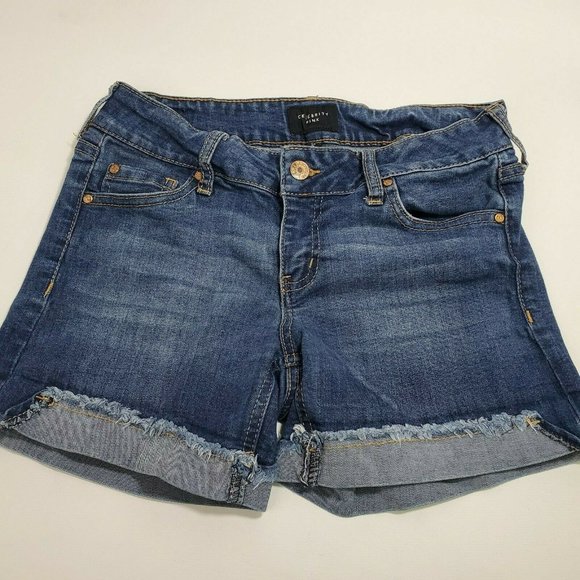 Stretch Denim Jean Shorts Mid Rise N33-0578PM - Picture 1 of 7